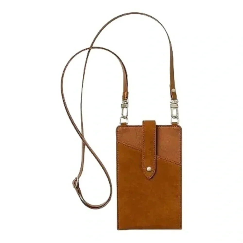 Heyday Phone Holder‎ Crossbody Brown Faux Leather New​​​